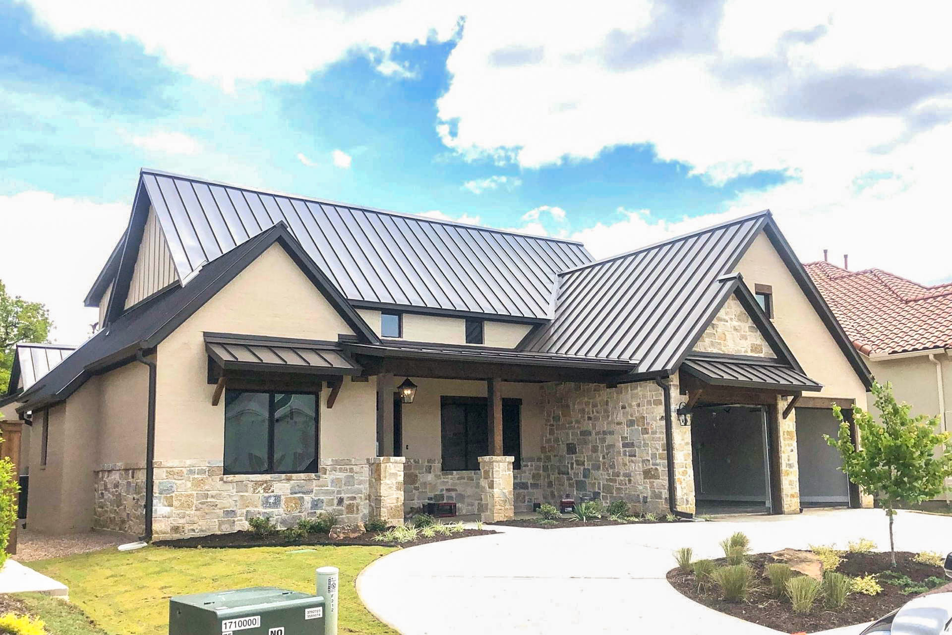 Standing-seam metal roof on a residential home